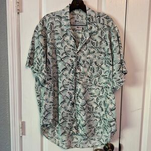 Vtg 80s Men I.D. Official Identification Big Abstract Palms Button Down Shirt